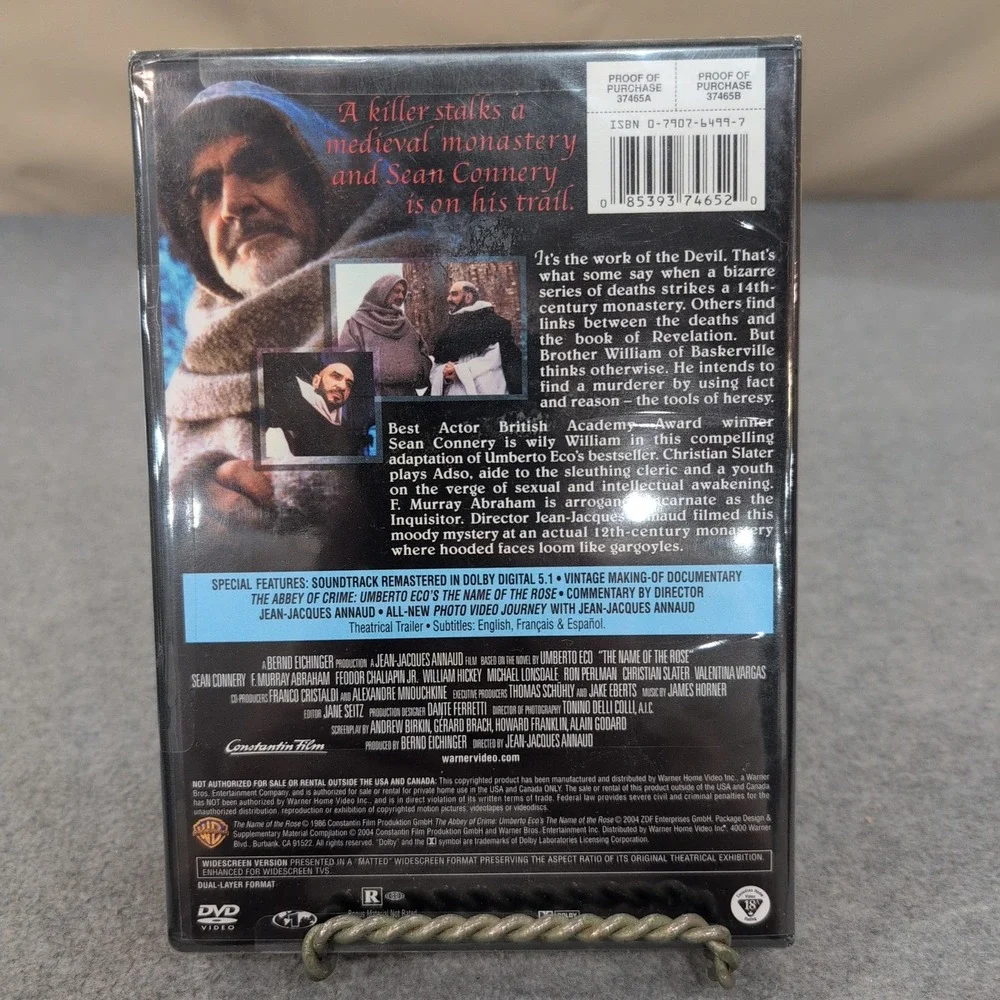 The Name of the Rose DVD Sean Connery Christian Slater‎ Mystery Drama New Sealed - Picture 2 of 2